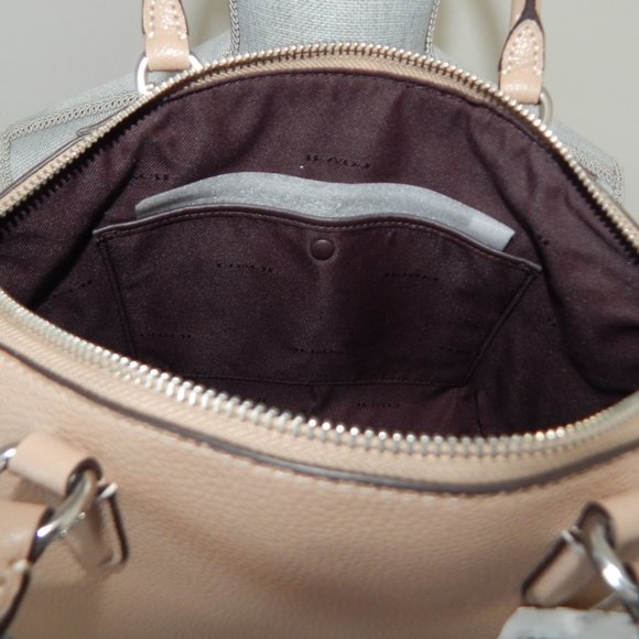 NWT COACH ELISE Pebbled Leather Medium Satchel Top Handle Bag in Light Taupe - Picture 13 of 13
